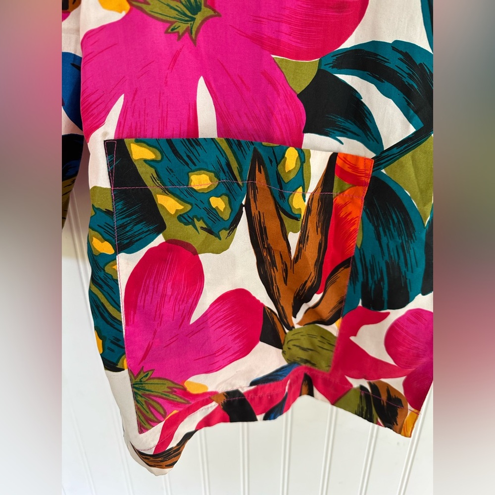 Vintage‎ Silk Land Blazer 100% Silk Lightweight Bright Bold Floral Oversized - Picture 3 of 4